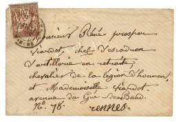 Càd MORTAIN / MANCHE / N° 67 Sur Enveloppe Carte De Visite Au 2ème échelon. 1877. - TB. - 1876-1878 Sage (Typ I)