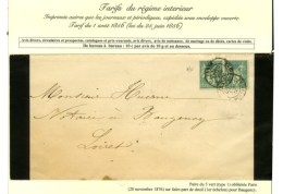 Càd PARIS / N° 64 Paire Sur Faire Part De Deuil Au 1er échelon. 1876. - TB. - 1876-1878 Sage (Type I)