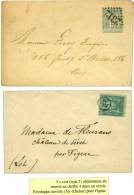 Lot De 2 Enveloppes Ouvertes Avec Obl Chiffre 4 Et GC. - TB. - 1876-1878 Sage (Typ I)