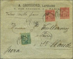 Càd PARIS / N° 75 + 81 (2) Sur Lettre Chargée Au 2ème échelon. 1890. - TB. - 1876-1878 Sage (Type I)