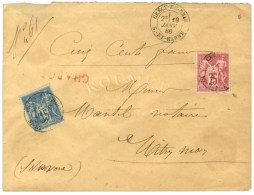 Càd T 18 CRECY-EN-BRIE / S.-ET-MARNE / N° 71 + N° 90 Sur Lettre Chargée Au 1er... - 1876-1878 Sage (Type I)