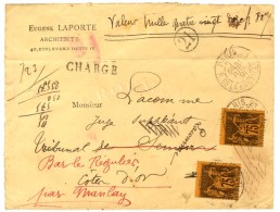 Càd PARIS-21 / R. DE LA BASTILLE / N° 99 (2) Sur Lettre Chargée Au 1er échelon. 1891. -... - 1876-1878 Sage (Type I)