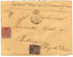 Càd PARIS / Bd VOLTAIRE / N° 81 + N° 97 Sur Lettre Chargée Au 1er échelon. 1887. - TB.... - 1876-1878 Sage (Typ I)