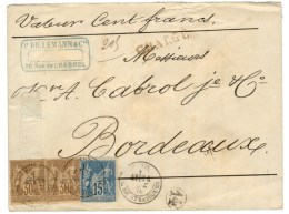 Càd PARIS / R. DE STRASBOURG / N° 69 (2) + N° 90 Sur Lettre Chargée Au 1er échelon.... - 1876-1878 Sage (Type I)