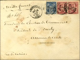 Càd VERSAILLES (72) / N° 71 (2) + 90 Sur Lettre Chargée Au 1er échelon. 1878. - TB. - 1876-1878 Sage (Typ I)