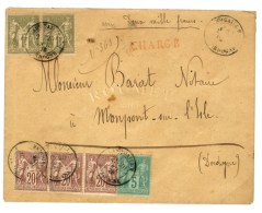 Càd T 18 NOUAILLE / DORDOGNE / N° 67 Bande De 3 + N° 72 Paire + N° 75 Sur Lettre Chargée... - 1876-1878 Sage (Type I)