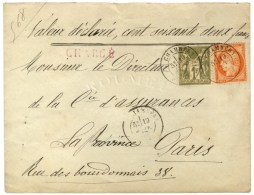 Càd T 18 CHAMBERY / SAVOIE / N° 38 + N° 72 Sur Lettre Chargée Au 2ème échelon.... - 1876-1878 Sage (Type I)