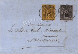 Càd CONV. MORTEAU A BESANCON / N° 89 + N° 93 Sur Lettre 3 Ports. 1886. - TB. - 1876-1878 Sage (Type I)