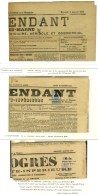 Lot De 3 Journaux Dont 1c Type Blanc Obl Typo Et Timbre Journal N° 7 Et 8 Tous Deux Postérieurs Au 5... - 1859-1959 Cartas & Documentos