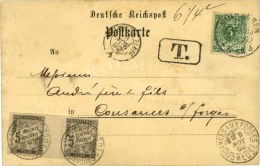 Carte De Belgique Insuffisamment Affranchie Adressée En France Taxe N° 14 Paire Avec Interpanneau Obl... - 1859-1959 Cartas & Documentos