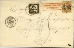 GC 4034 / N° 28 Sur Lettre 2 Ports Insuffisamment Affranchie Pour Troyes, Taxe N° 3 Obl Càd T 15... - 1859-1959 Briefe & Dokumente