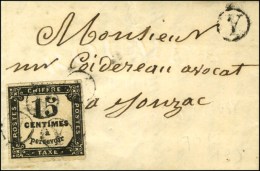 B. RUR. V (4 Frappes Règlementaires ) / Taxe N° 3 Percé En Ligne Sur Lettre Avec Texte... - 1859-1959 Cartas & Documentos