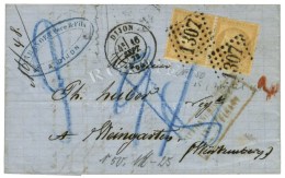 GC 1307 / N° 59 Paire Càd T 17 DIJON (20) Sur Lettre Insuffisamment Affranchie Pour Le Wurtemberg. 1872.... - 1871-1875 Ceres