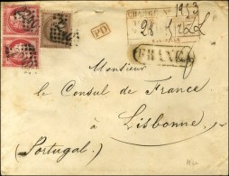 GC 2240 / N° 57 (2) + 58, Descriptif De Chargement Rouge MARSEILLE Et Griffe Encadrée FRANCA Au Recto... - 1871-1875 Ceres