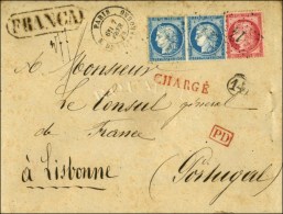 Etoile 14 / N° 57 + 60 (2) Càd PARIS / R. DE STRASBOURG Sur Lettre Chargée 2 Ports Pour Lisbonne.... - 1871-1875 Ceres