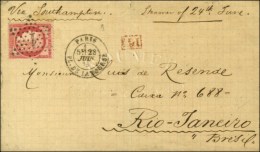 Etoile 1 / N° 57 Càd PARIS / PL. DE LA BOURSE Sur Lettre Pour Rio De Janeiro. 1875. - TB / SUP. - 1871-1875 Cérès