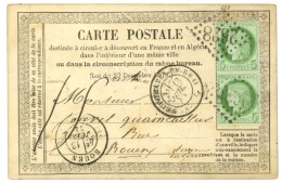 GC 2628 / N° 53 Paire Càd T 17 NEUFCHATEL-EN-BRAY (74) Sur Carte Insuffisamment Affranchie Pour Rouen... - 1871-1875 Cérès