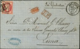 C 532 / N° 32 Càd T 17 BORDEAUX (32) Sur Lettre Pour Lima. 1868. - TB. - 1863-1870 Napoleon III With Laurels