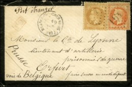 GC 491 / N° 28 + 31 Càd T 16 BLANGY DU CALVADOS (13) Sur Lettre Adressée à Un Prisonnier... - 1863-1870 Napoleon III With Laurels