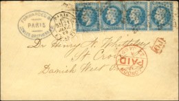 Etoile 8 / N° 29 (4) (1 Ex Pd) Càd PARIS / R. D'ANTIN Sur Lettre Pour Ste Croix (Danish West Indies). Au... - 1863-1870 Napoleon III With Laurels