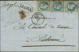 GC 2049 / N° 29 (3) Càd LIMOGES (81) Sur Lettre Pour Lisbonne. 1868. - TB. - 1863-1870 Napoleon III With Laurels