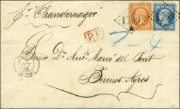 GC 1769 / N° 22 + 23 Càd LE HAVRE / LE PORT Sur Lettre 2 Ports Acheminée De Paris Jusqu'au Havre... - 1862 Napoléon III.