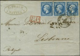 GC 2602 / N° 22 (3) Càd T 15 NANTES (42) Sur Lettre Pour Lisbonne. Taxe Tampon 240 à... - 1862 Napoléon III.