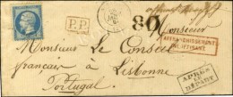 GC 2665 / N° 22 Càd NOGARO (31) Sur Lettre Insuffisamment Affranchie Pour Lisbonne. Taxe Tampon 80... - 1862 Napoleon III