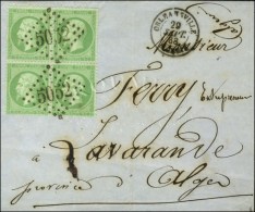 GC 5052 / N° 20 Bloc De 4 Càd ORLEANVILLE / ALGERIE Sur Lettre Pour Lavarande (province D'Alger). 1868.... - 1862 Napoléon III.