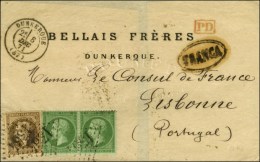 GC 10364 / N° 20 (2) + 30 Càd T 17  DUNKERQUE (57) Sur Lettre Pour Lisbonne. 1871. - TB. - 1862 Napoleon III