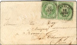 Càd T 22 BREVAL / N° 20 (paire) Sur Enveloppe Carte De Visite. 1868. - TB. - R. - 1862 Napoleon III