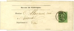 Càd T 17 AUCH (31) / N° 20 Bande D'imprimé Pour Ricourt. Au Verso, Càd MARCIAC. 1869. -... - 1862 Napoléon III.