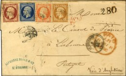 PC 3053 / N° 13 + 14 + 16 + 17 (quelques Pd) Càd T 15 ST ETIENNE (88) Sur Lettre (voie Anglaise) Pour... - 1853-1860 Napoléon III.