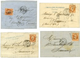 Lot De 4 Lettres Affranchies Avec N° 16 Dont 1 Ex GC. - TB / SUP. - 1853-1860 Napoléon III