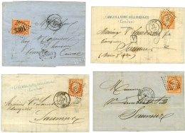 Lot De 4 Lettres Affranchies Avec N° 16 Dont 1 Ex GC. - TB / SUP. - 1853-1860 Napoleon III