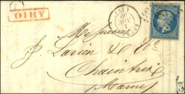 PC 1183 / N° 14 Càd T 15 EPERNAY (49) B. RUR. L Et Griffe De Gare Rouge Encadrée OIRY Sur Lettre... - 1853-1860 Napoleon III
