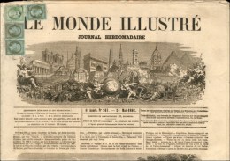 Càd PARIS / N° 11 (3) + 12 Sur Journal Entier Le Monde Illustré. 1862. - TB. - R. - 1853-1860 Napoléon III.