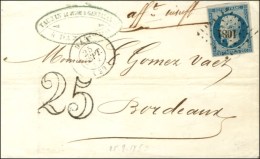 PC 1081 / N° 10 Càd T 15 DAX (39)  Taxe 25 Sur Lettre 2 Ports Insuffisammment Affranchie. 1853. - TB /... - 1852 Louis-Napoleon