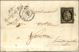 Grille / N° 3 Càd T 15 MOISSAC (85), Cursive 85 / Bourg-de-Visa. Au Verso, Taxe Tampon 2 De... - 1849-1850 Ceres