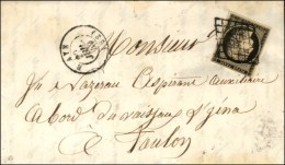 Grille / N° 3 Càd T 15 BLAYE (32) Sur Lettre Adressée à Bord D'un Vaisseau En Rade De... - 1849-1850 Cérès