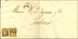 Grille / N° 1 Paire Bistre Verdâtre Càd T 15 ANNONAY (6) Sur Imprimé Complet De Mariage... - 1849-1850 Ceres
