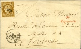PC 1685 / N° 1 Càd T 15 TOULOUSE (30) Cursive Rouge 30 / Leguevin Sur Lettre Avec Texte Daté De... - 1849-1850 Cérès