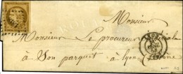 PC 1818 / N° 1 Bistre Brun (belles Marges) Càd T 15 LYON (68) Sur Lettre Locale. 1853. - TB. - 1849-1850 Cérès