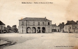 72 SARTHE - BRULON Halles Et Avenue De La Gare - Brulon