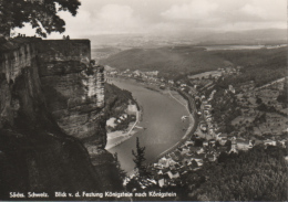 Königstein Sa - S/w Blick Von Der Festung Nach Königstein - Koenigstein (Saechs. Schw.)