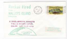 LETTRE - SPACE - WALLOPS ISLANDS - 15/12/1970 - 5 NIKE-APACHE ROCKETS - USA