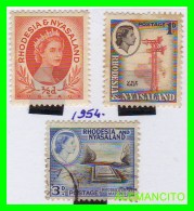 GRAN BRETAÑA - (  RHODESIA  NYASALAND – AFRICA ) 3 SELLOS AÑO 1954 - Nyassaland (1907-1953)