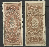 DENMARK Dänemark Ca 1870 Tax Steuermarken 8 Skilling O - Revenue Stamps