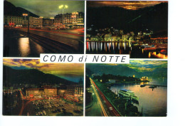 Q2163 CARTOLINA Di COMO Di Notte - Multipla Con Notturno E Piroscafo _ NON VIAG. _ Nuit Nocturne Night Navi Ship Bateaux - Andere Steden