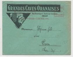 1937 - ALGERIE - ENVELOPPE DECOREE (VINS ORANAIS) De ORAN Avec EMA - Cartas & Documentos